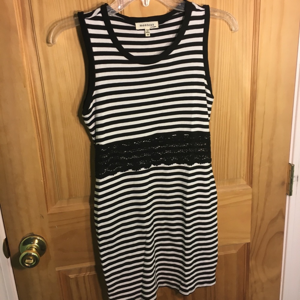 Striped mini dress with floral cut outs